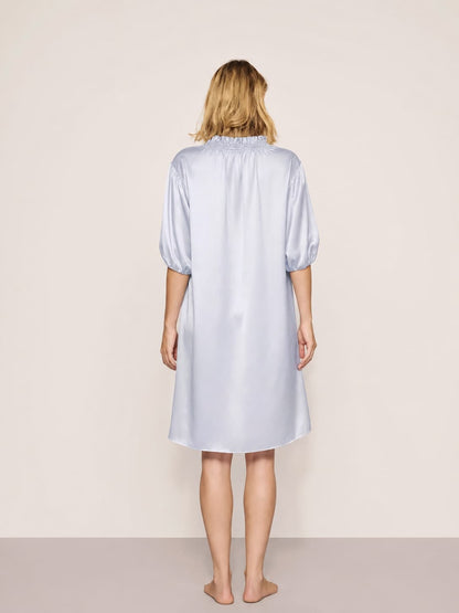 Washable Silk Tie-Neck Midi Sleep Dress