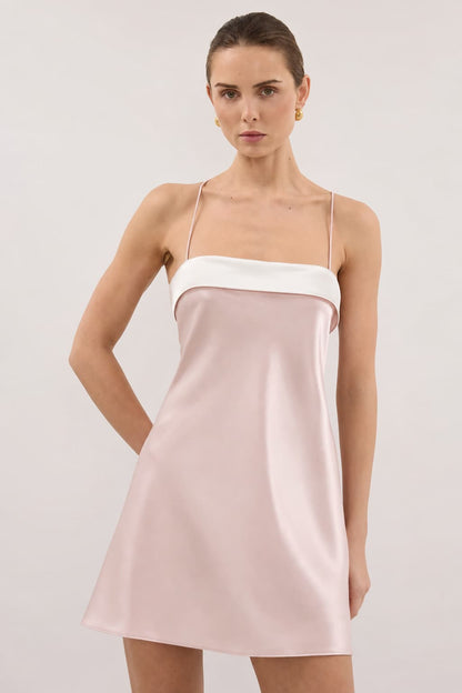 Washable Silk Contrast Cami Mini Dress