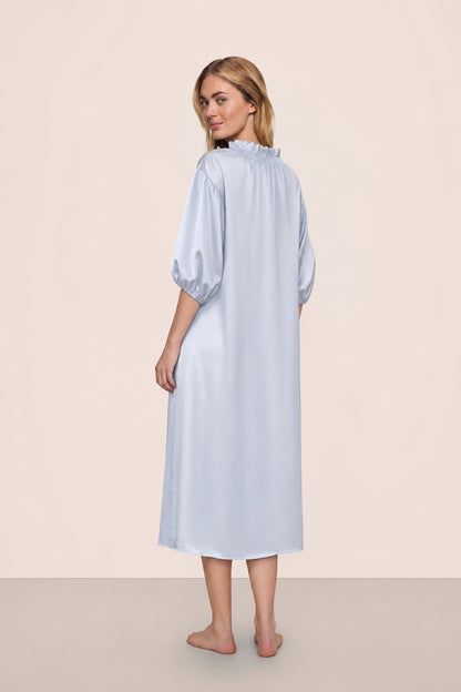 Washable Silk Tie-Neck Midi Sleep Dress