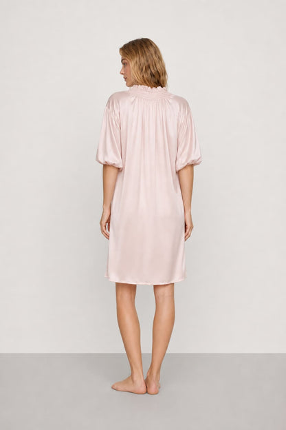 Washable Silk Tie-Neck Midi Sleep Dress