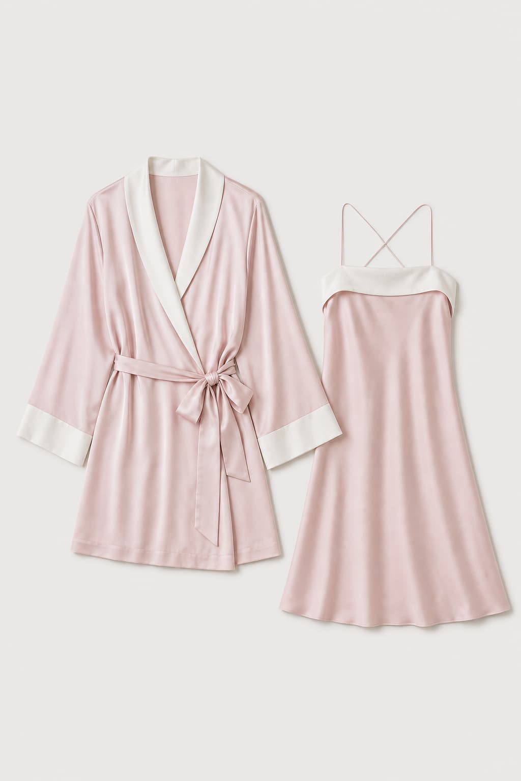 Washable Silk Contrast-Trim Midi Robe