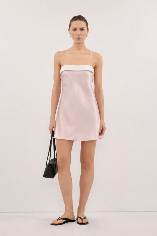 Washable Silk Contrast Cami Mini Dress