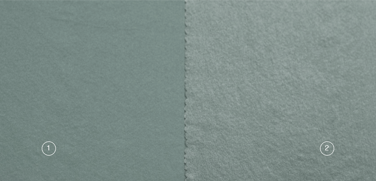 Wash-resistant silk vs. untreated silk fabric, after 10 machine wash cycles each